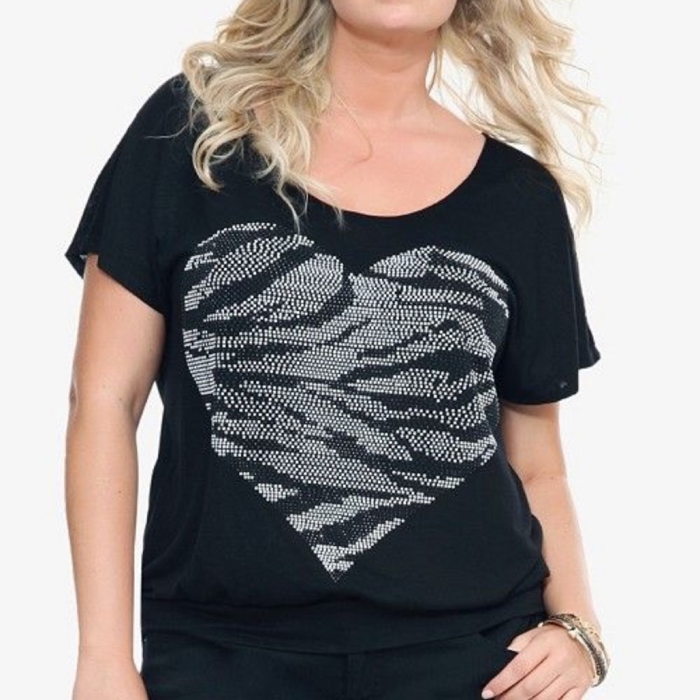Torrid - Black Zebra Heart Top